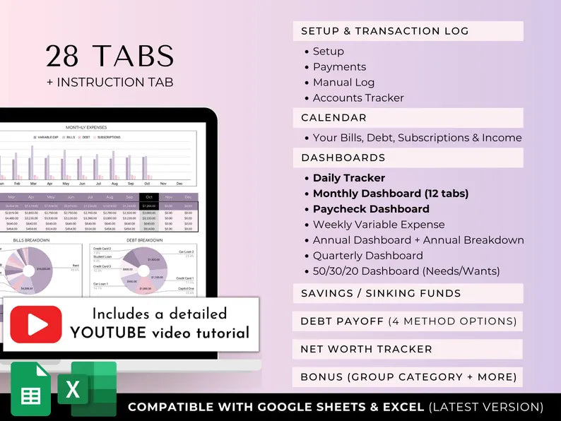 Annual Budget Planner – Monthly Income, Expense, Savings & Debt Tracker (Excel & Google Sheets)
